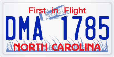 NC license plate DMA1785