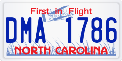 NC license plate DMA1786