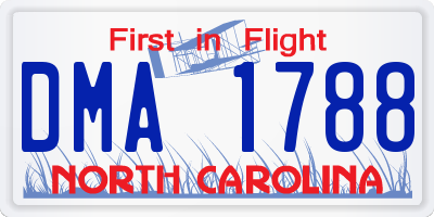 NC license plate DMA1788