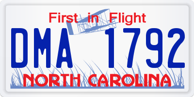 NC license plate DMA1792
