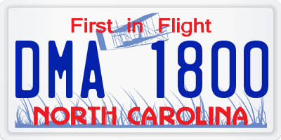 NC license plate DMA1800