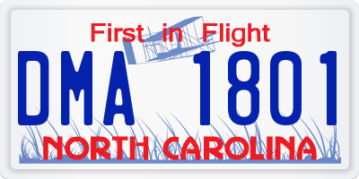 NC license plate DMA1801