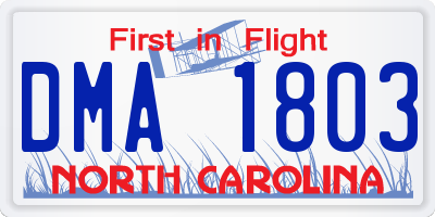 NC license plate DMA1803
