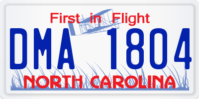 NC license plate DMA1804