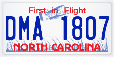 NC license plate DMA1807