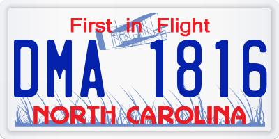 NC license plate DMA1816