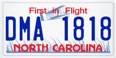 NC license plate DMA1818