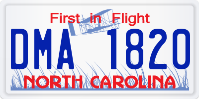 NC license plate DMA1820
