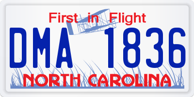 NC license plate DMA1836