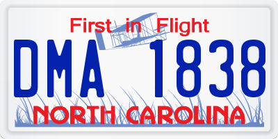 NC license plate DMA1838