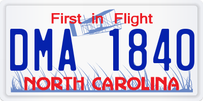 NC license plate DMA1840