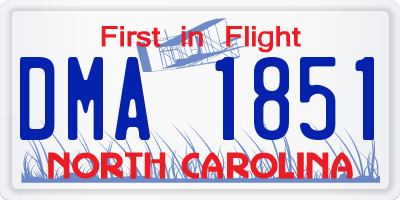 NC license plate DMA1851