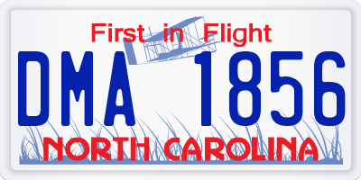 NC license plate DMA1856