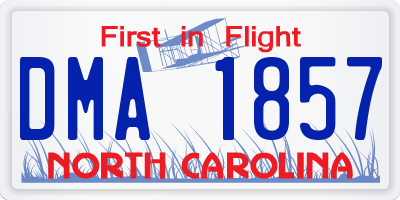 NC license plate DMA1857