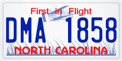 NC license plate DMA1858