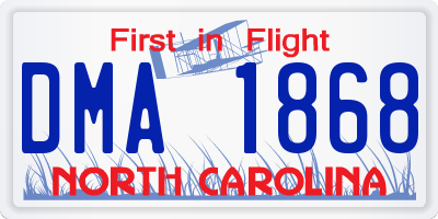 NC license plate DMA1868