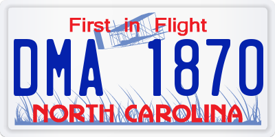 NC license plate DMA1870