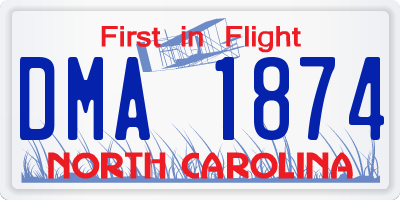 NC license plate DMA1874