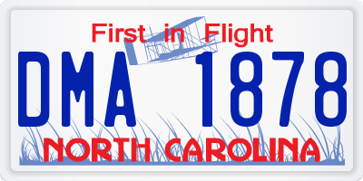 NC license plate DMA1878
