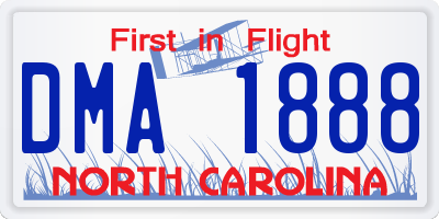 NC license plate DMA1888