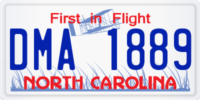 NC license plate DMA1889