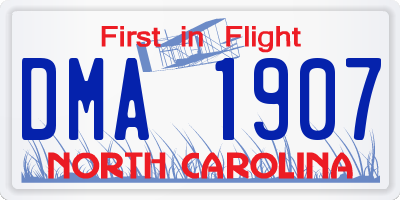 NC license plate DMA1907