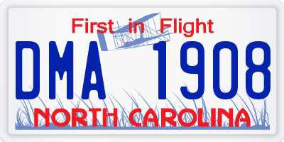 NC license plate DMA1908