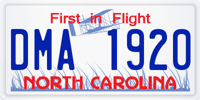 NC license plate DMA1920