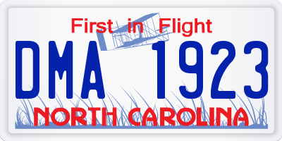 NC license plate DMA1923