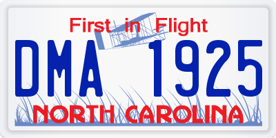 NC license plate DMA1925