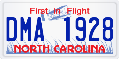 NC license plate DMA1928