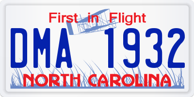 NC license plate DMA1932