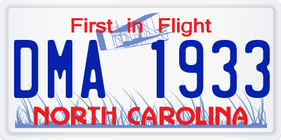 NC license plate DMA1933