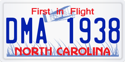 NC license plate DMA1938