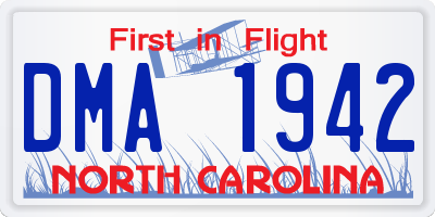 NC license plate DMA1942