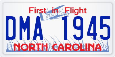 NC license plate DMA1945