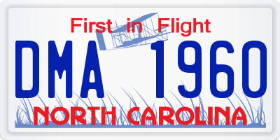 NC license plate DMA1960