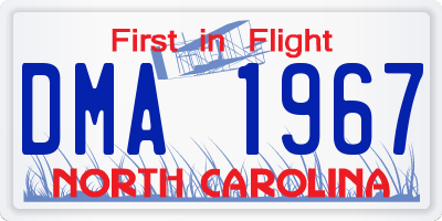 NC license plate DMA1967