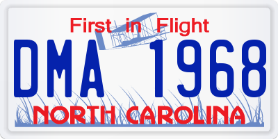 NC license plate DMA1968