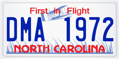 NC license plate DMA1972