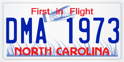NC license plate DMA1973