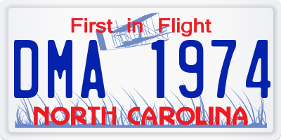 NC license plate DMA1974