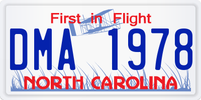 NC license plate DMA1978