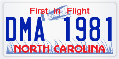 NC license plate DMA1981
