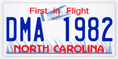 NC license plate DMA1982