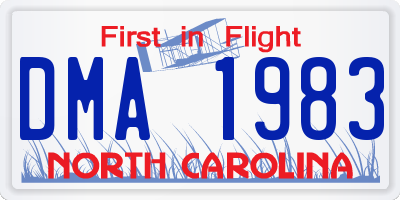 NC license plate DMA1983