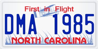 NC license plate DMA1985