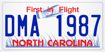 NC license plate DMA1987
