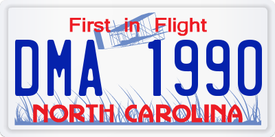 NC license plate DMA1990