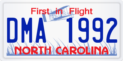 NC license plate DMA1992